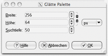 Eigenschaften für das Filter Palette glätten